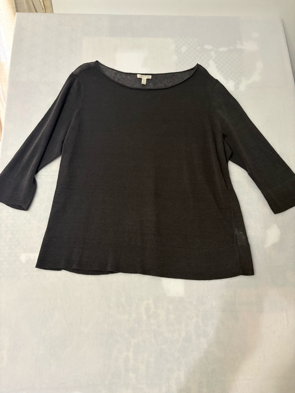 Eileen Fisher Black Lightweight Boatneck Knit Top